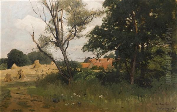 Past The Village Oil Painting by Louis Douzette