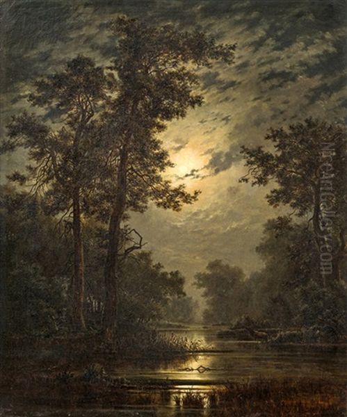 Vollmondnacht Oil Painting by Louis Douzette