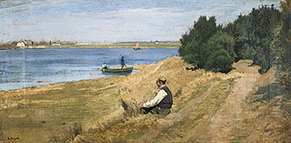 Mittagsstunde Am Bodden Oil Painting by Louis Douzette