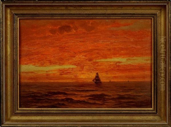 Sonnenuntergangsstimmung Am Meer Oil Painting by Louis Douzette