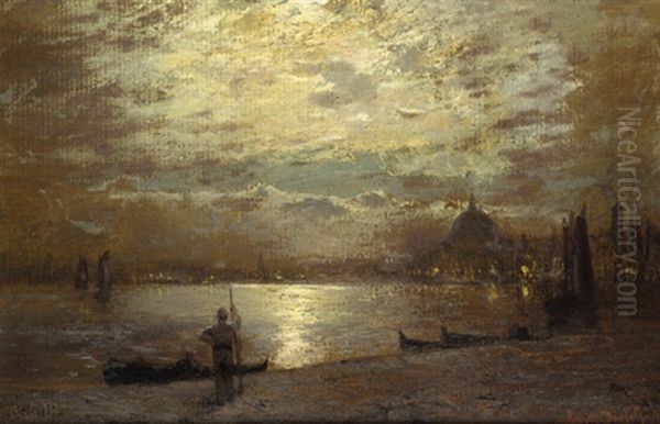 Silhouette Von Venedig Im Mondschein Oil Painting by Louis Douzette