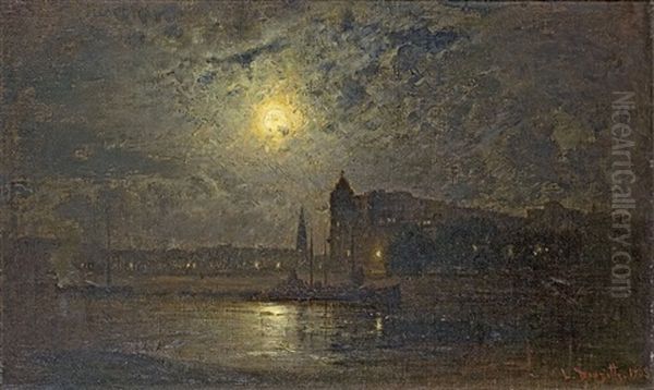 Mond Uber Amsterdam Oil Painting by Louis Douzette