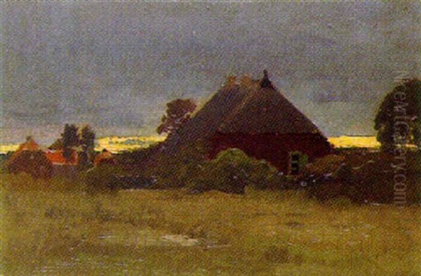 Abendliche Landschaft In Vorpommern Oil Painting by Louis Douzette