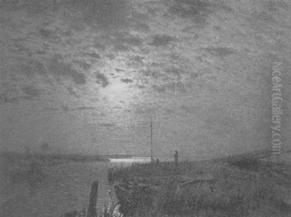 Dawn In The Marshes Oil Painting by Louis Douzette