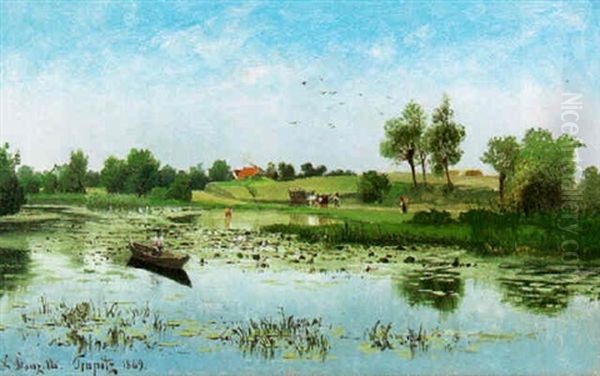 Afternoon Fishing In Tenpitz Oil Painting by Louis Douzette