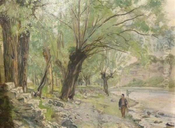 Le Sentier Des Saules Oil Painting by Theodore Douzon