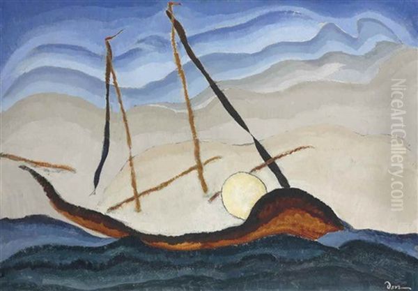 Boat Going Through Inlet Oil Painting by Arthur Dove