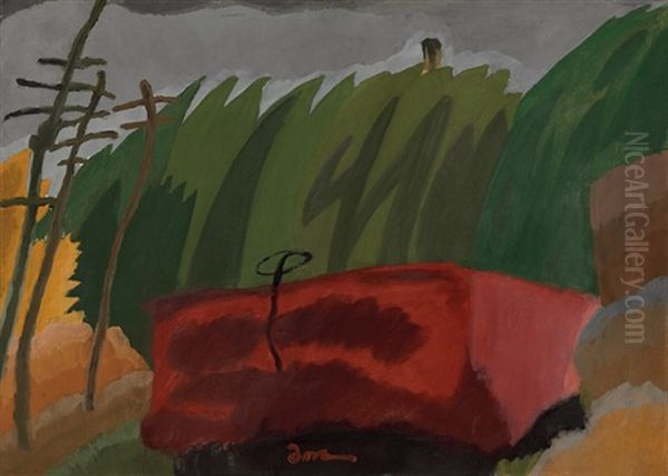 Freight Car Oil Painting by Arthur Dove