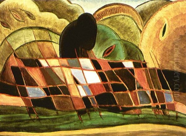 Brick Barge With Landscape Oil Painting by Arthur Dove