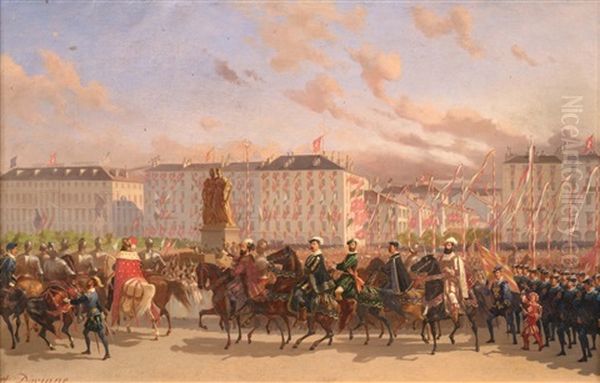 Fete De L'escalade A Geneve Oil Painting by Auguste (Viande) Doviane