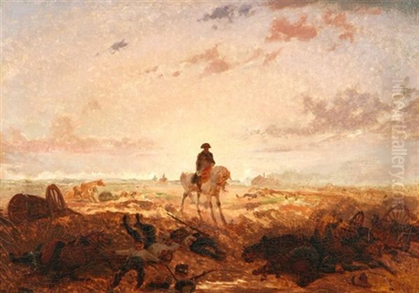 Napoleon I. Auf Dem Schlachtfeld Nach Der Niederlage Bei Leipzig Oil Painting by Auguste (Viande) Doviane