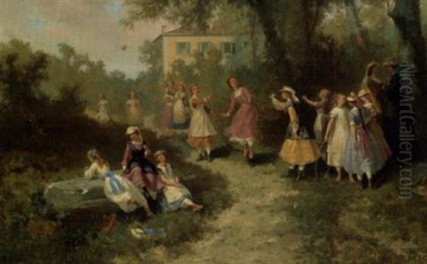 Fete De Campagne Oil Painting by Auguste (Viande) Doviane