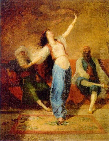 An Arab Dancer Oil Painting by Auguste (Viande) Doviane