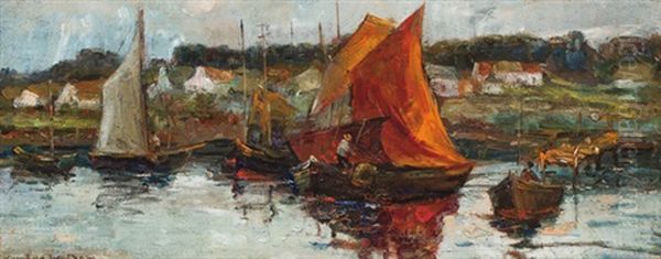 Ipswich, Fishing Boats Oil Painting by Arthur Wesley Dow