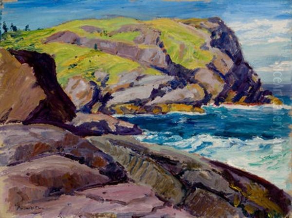 A Maine Headland (rocky Coast) Oil Painting by Arthur Wesley Dow