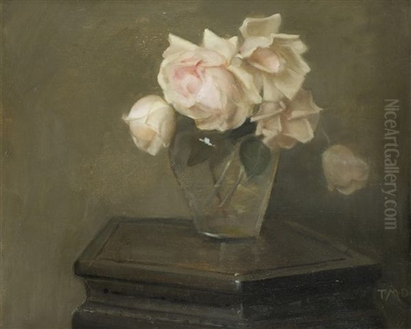 Pink Roses Oil Painting by Thomas Millie Dow