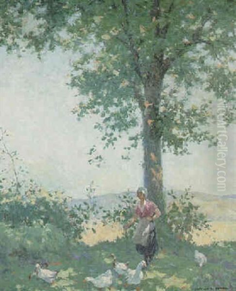 Feeding Ducks Oil Painting by Charles Rennie Dowell