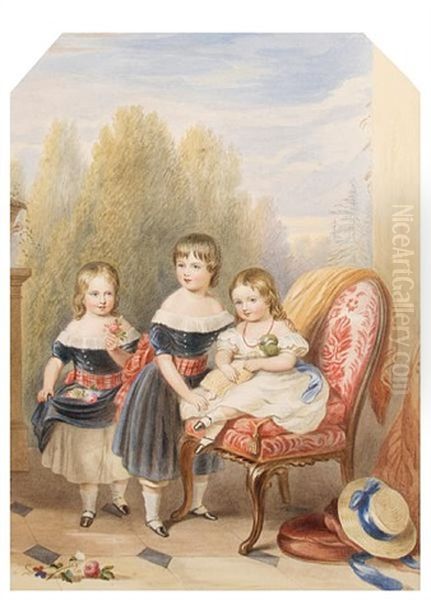 The Three Eldest Children Of Frederich John Howard M.p. And His Wife Lady Fanny Cavendish Oil Painting by Robert Dowling