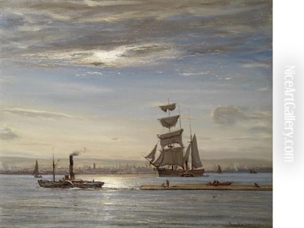 Silvery Sunshine Off Greenock Oil Painting by John Patrick Downie