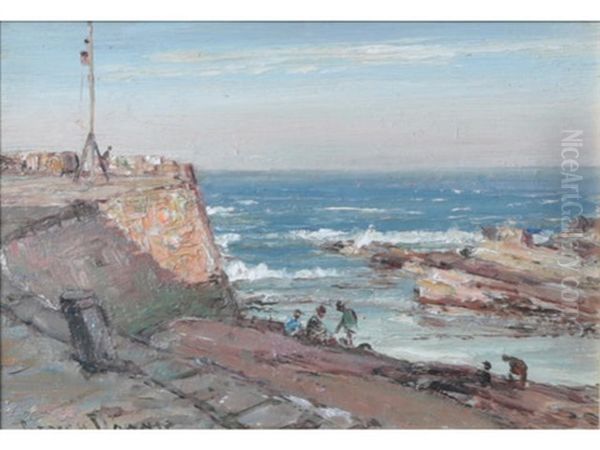 On Dunbar Harbour Oil Painting by Patrick Downie