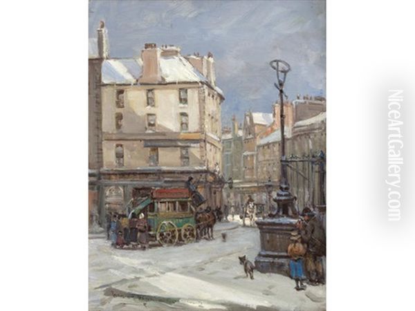 Old White Hart Hotel, Winter Sunshine Oil Painting by Patrick Downie