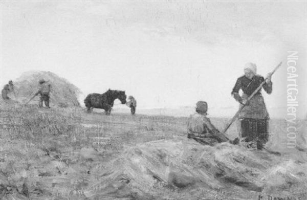 In The Hayfield, Evening Oil Painting by Patrick Downie