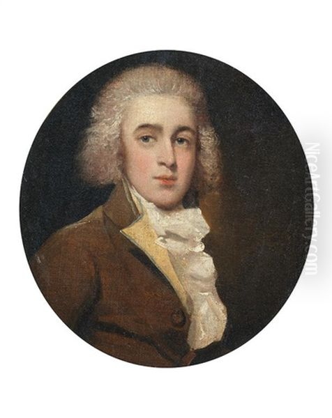 Portrait Of A Young Man, Bust-length, In A Brown Coat Oil Painting by John Downman