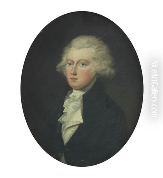 Portrait Of Owen Ormsby, Bust-length, In A Blue Coat Oil Painting by John Downman