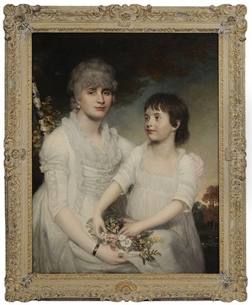 Portrait Mrs. Hunt And Her Niece Mary Elton Oil Painting by John Downman