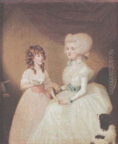 Portrat Von Mrs.ridgway Und Ihrer Tochter Oil Painting by John Downman