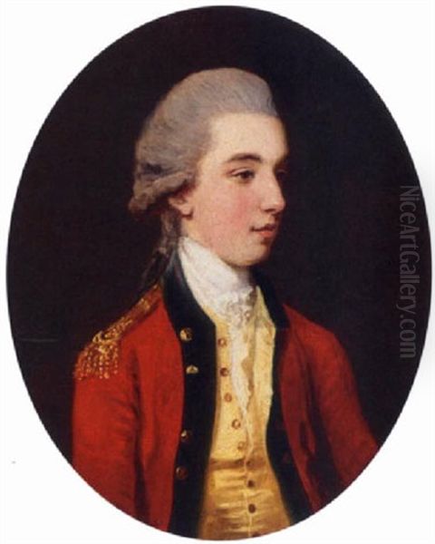 Portrait Of Ensign Innes Wearing Uniform Oil Painting by John Downman