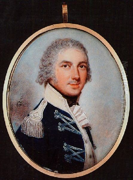 Lieutenant Colonel Patrick Maxwell, Wearing The Uniform Of The 19th Light Dragoons, Blue Coat With Cream Facings Oil Painting by John Downman