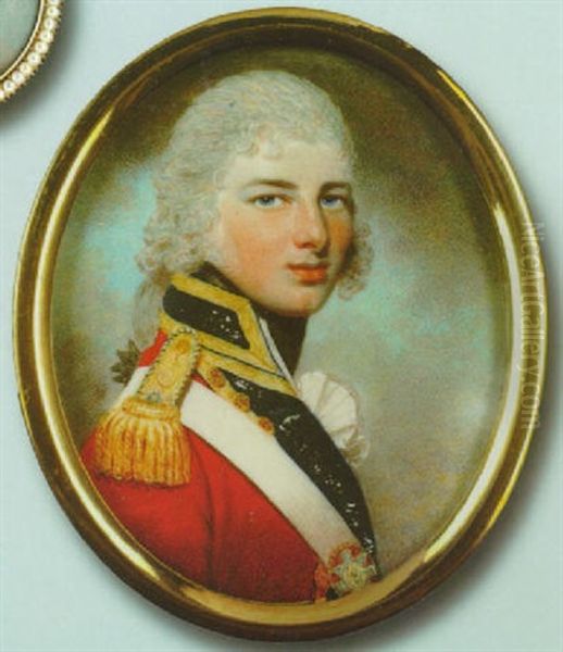 James Alexander Duffe, With Powdered Hair En Queue, Wearing The Red Uniform Of The 3rd Regiment Of Foot Guards Oil Painting by John Downman