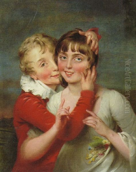 Portrait Of The Artist's Children, Isabella Chloe Downman And Her Brother Charles by John Downman