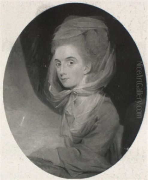 Portrait Of Miss Dorothy Wilson, Before A Brown Drape Oil Painting by John Downman