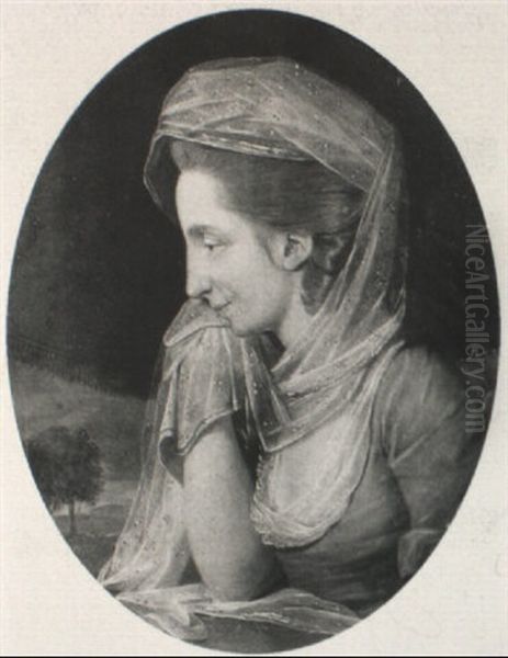 Portrait Of Mary Mountain, Seated Half Length At A Table Oil Painting by John Downman