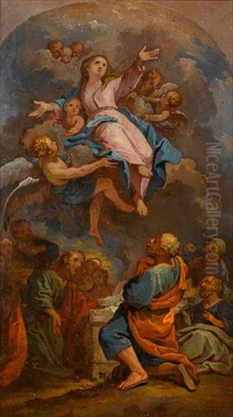 The Assumption Of The Virgin, Within A Painted Arch Oil Painting by Gabriel Francois Doyen