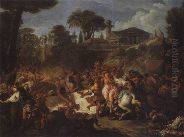 Le Combat Des Centaures Et Des Lapithes (les Noces De Pirithous Et D'hippodamie) Oil Painting by Gabriel Francois Doyen