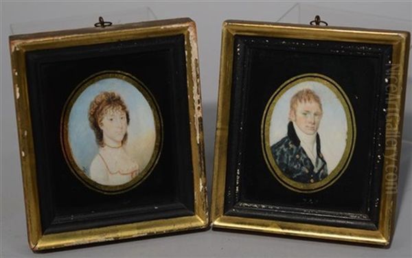 Portrait Miniatures Of Mr. And Mrs. Elija Brigham (2 Works) Oil Painting by William M.S. Doyle