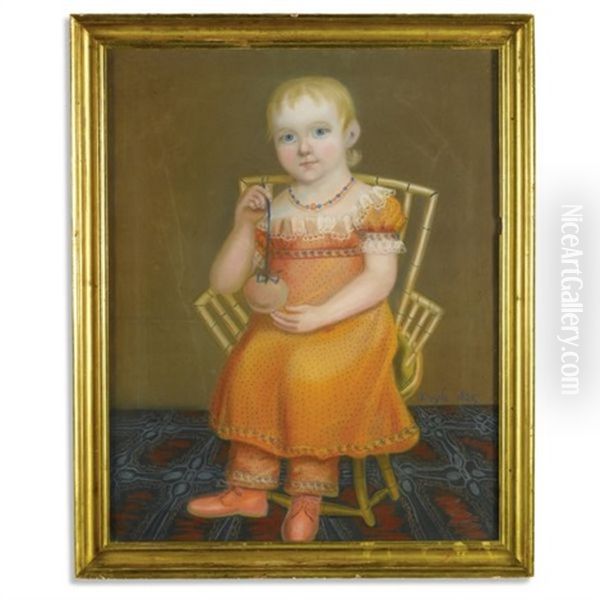 A Child Seated In Bamboo Chair Oil Painting by William M.S. Doyle