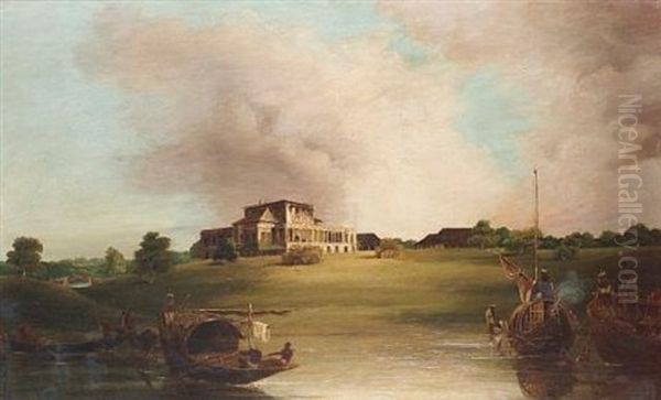 A View Of Barrackpore House, Calcutta Oil Painting by Charles (Sir) D'Oyly