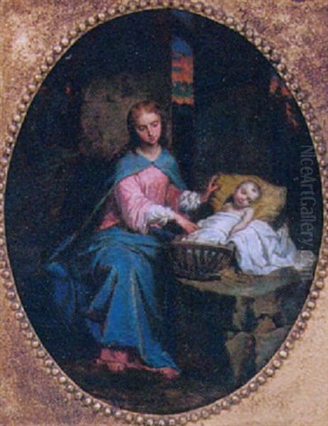 The New Born Christ Oil Painting by Jean-Marie-Melchior Doze