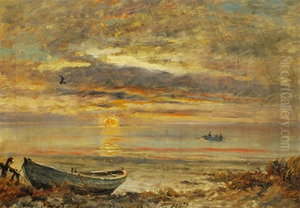 Sunset On A January Day In Skagen by Holger Henrik Herholdt Drachmann