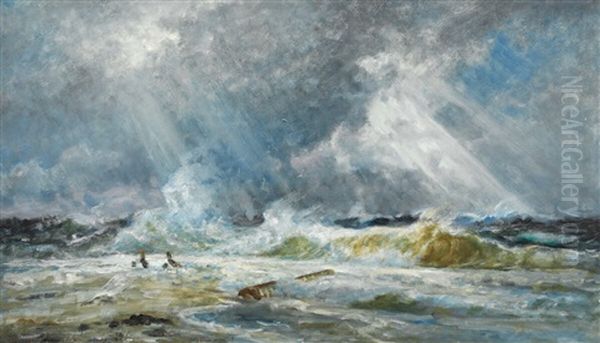 The Sea In Uproar At Grenen, Skagen Oil Painting by Holger Henrik Herholdt Drachmann