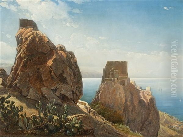 Castello Di Scaletta Oil Painting by Holger Henrik Herholdt Drachmann