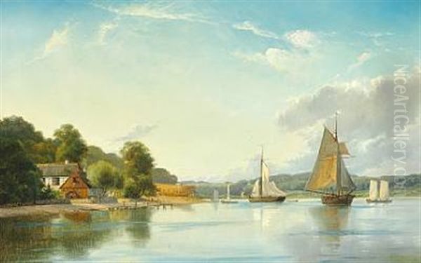 Shipyard Near Svendborg Oil Painting by Holger Henrik Herholdt Drachmann