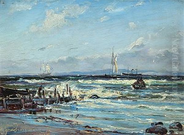 Seascape Oil Painting by Holger Henrik Herholdt Drachmann