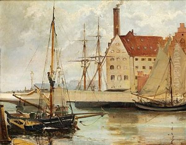 Udsigt Fra Knippelsbro Med Sukkerfabrikerne by Holger Henrik Herholdt Drachmann