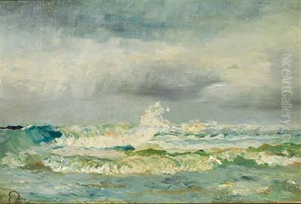 Breakers Oil Painting by Holger Henrik Herholdt Drachmann