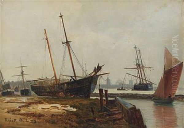 Scenery From Koge Havn Oil Painting by Holger Henrik Herholdt Drachmann